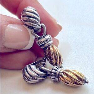 Flli Menegatti 18k Gold and Silver Drop Earrings. Made in Italy